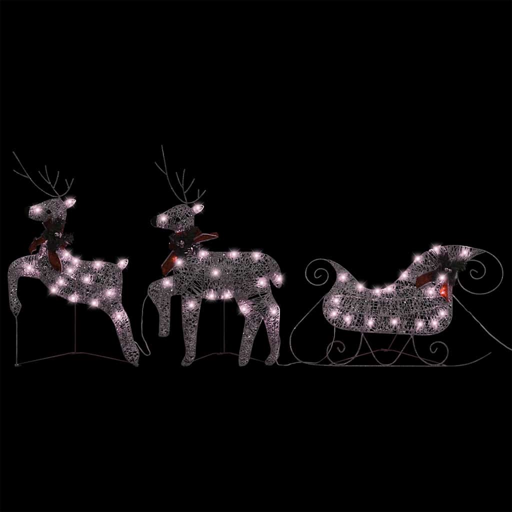Reindeer & Sleigh Christmas Decoration 60 LEDs Outdoor Gold