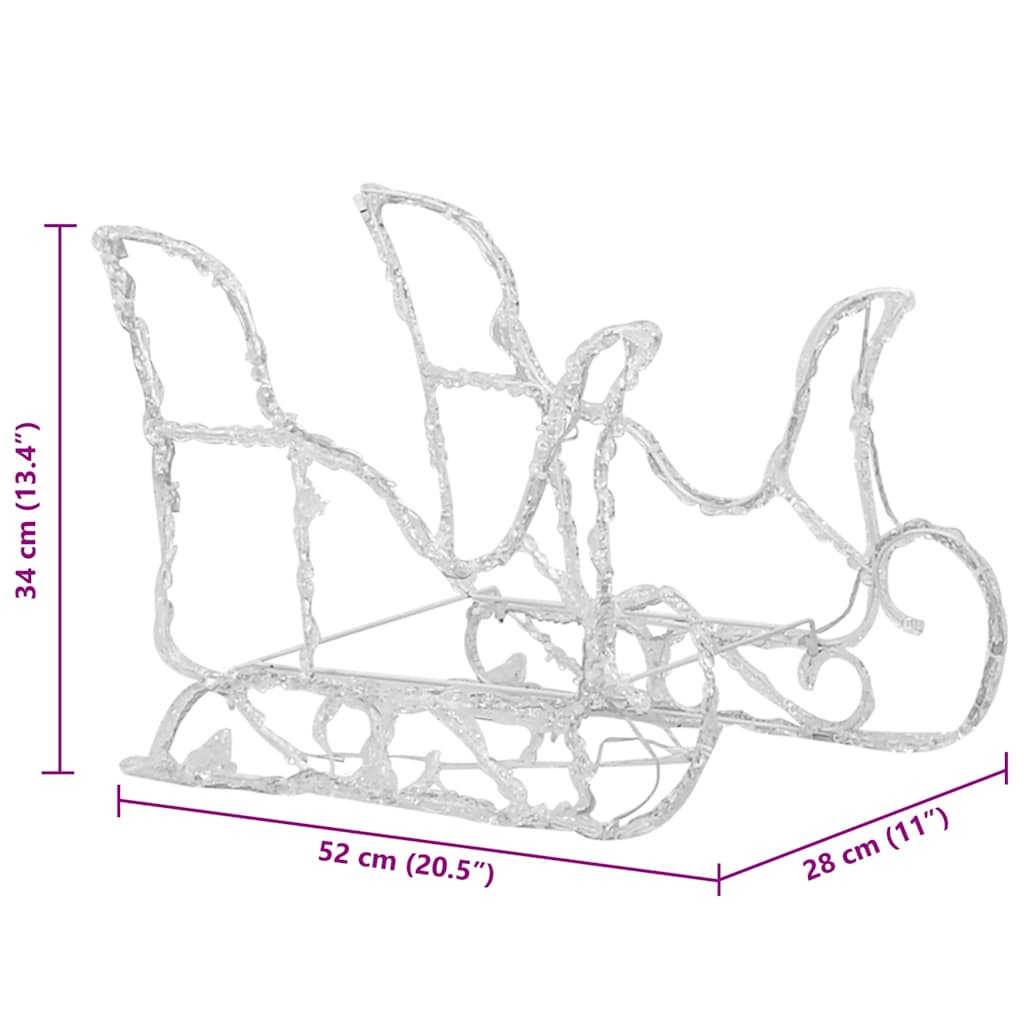 Reindeers & Sleigh Christmas Decoration 160 LEDs 130 cm Acrylic