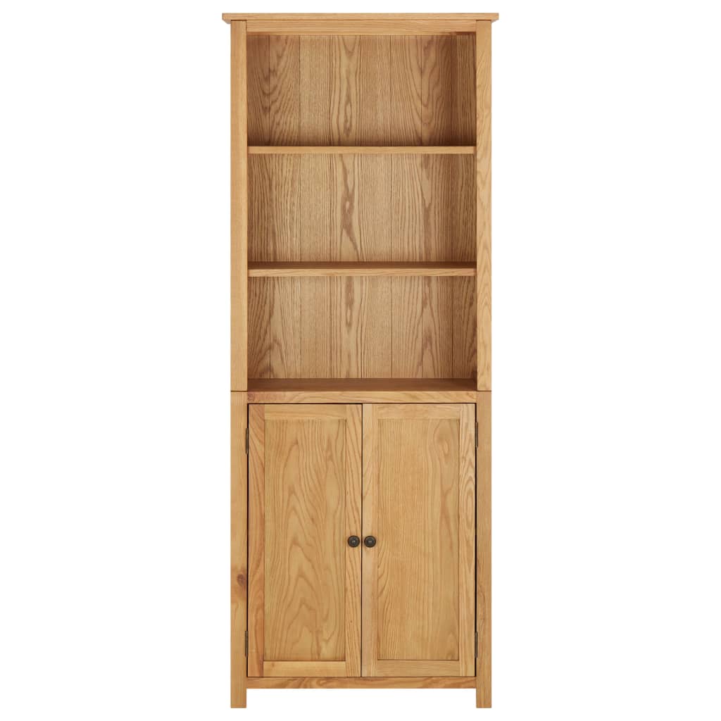 Bookcase with 2 Doors 70x30x180 cm Solid Oak Wood