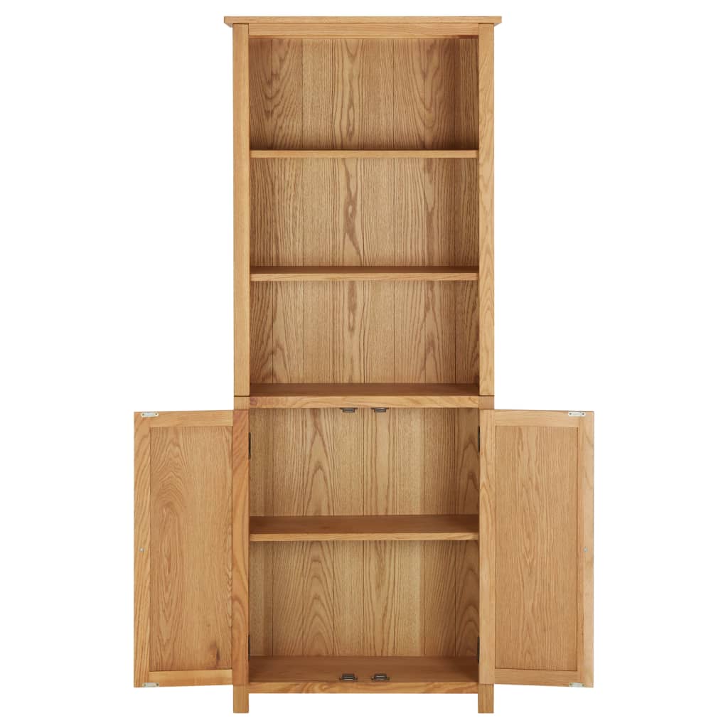 Bookcase with 2 Doors 70x30x180 cm Solid Oak Wood