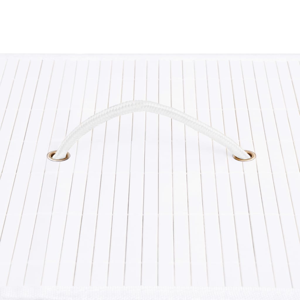 Bamboo Laundry Basket with 2 Sections White 100 L