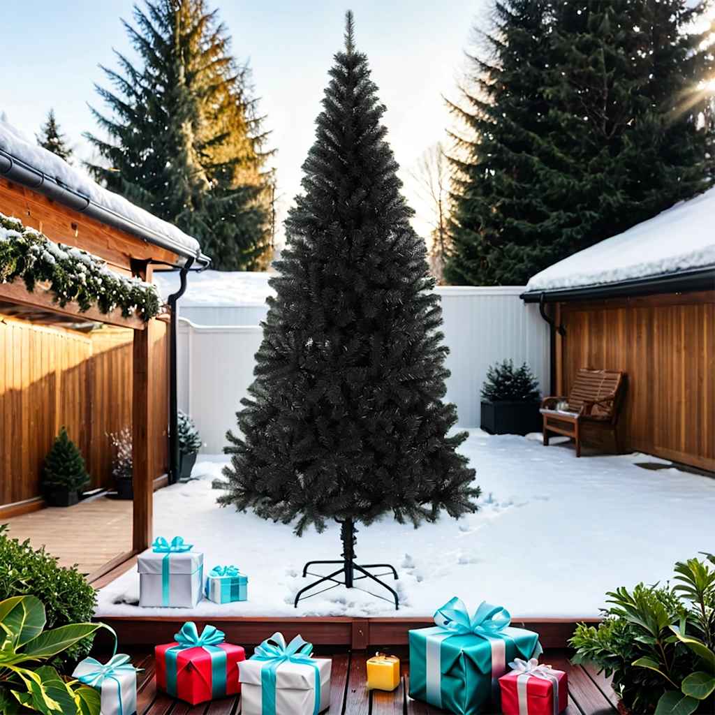 Artificial Christmas Tree with Stand Black 210 cm PVC