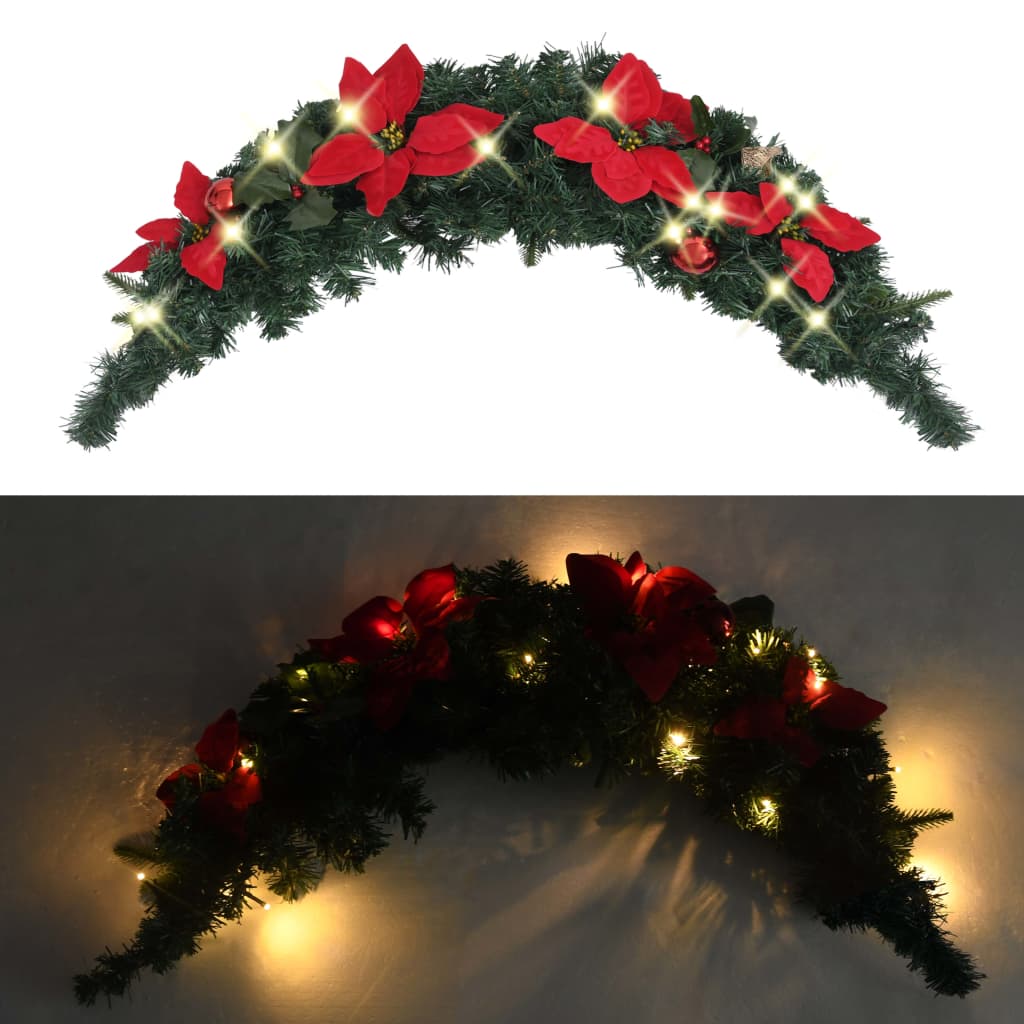 Christmas Arch with LED Lights Green 90 cm PVC