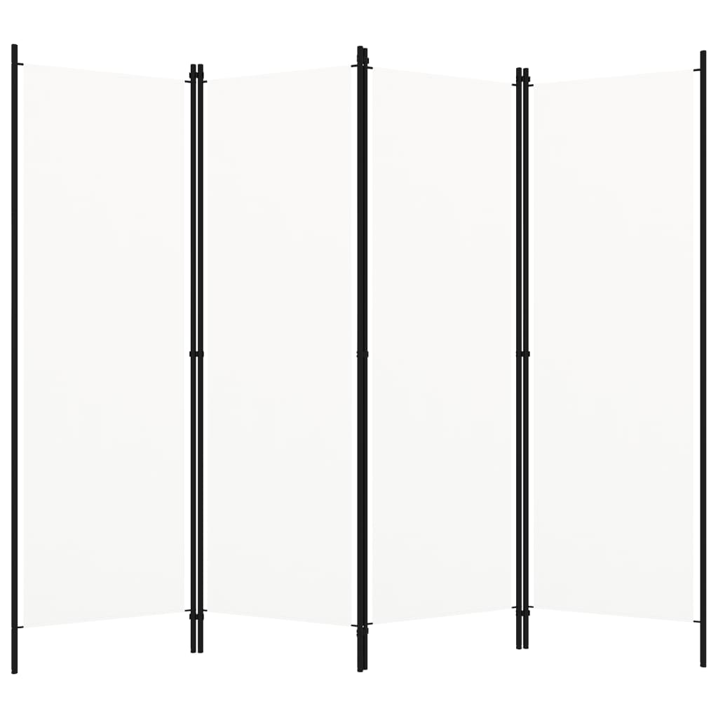 4-Panel Room Divider White 200x180 cm