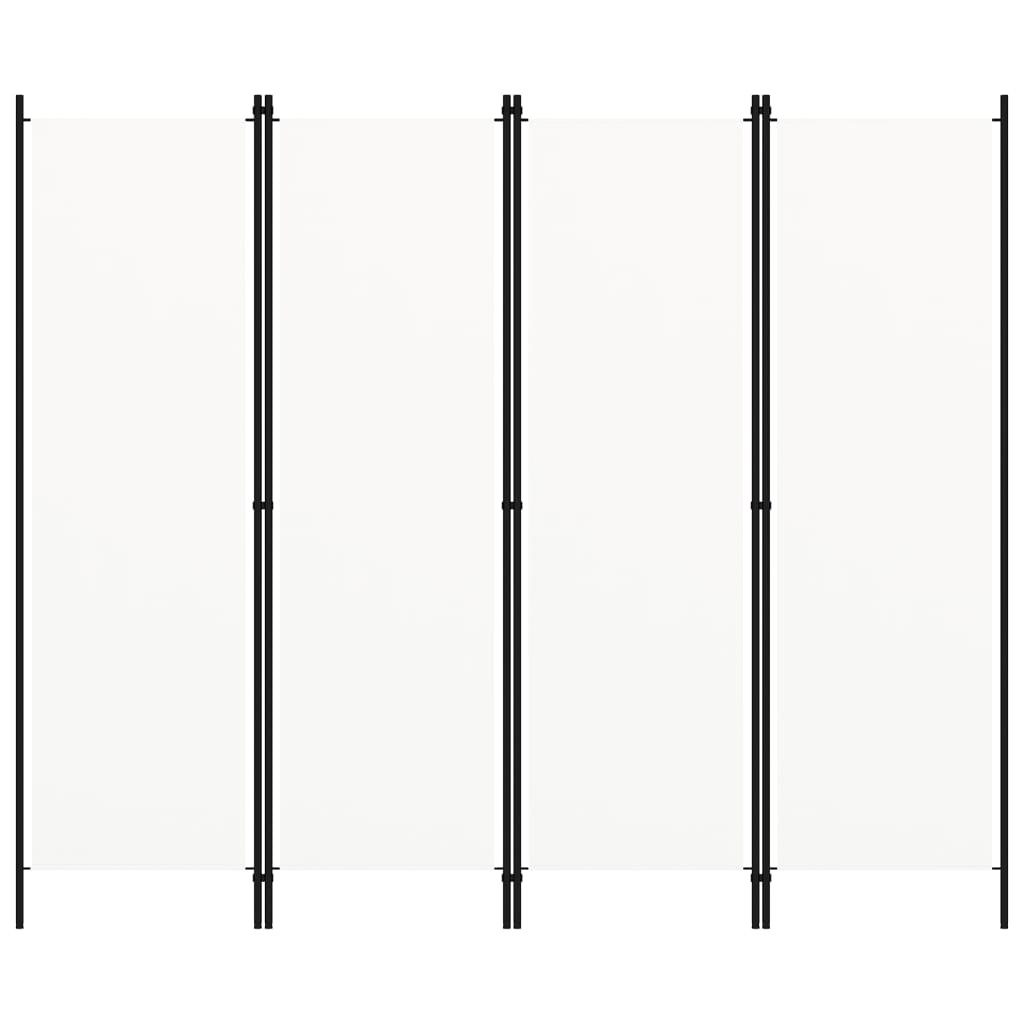 4-Panel Room Divider White 200x180 cm