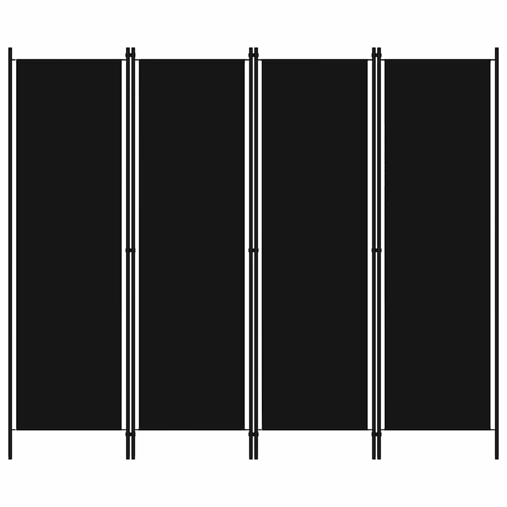 4-Panel Room Divider Black 200x180 cm