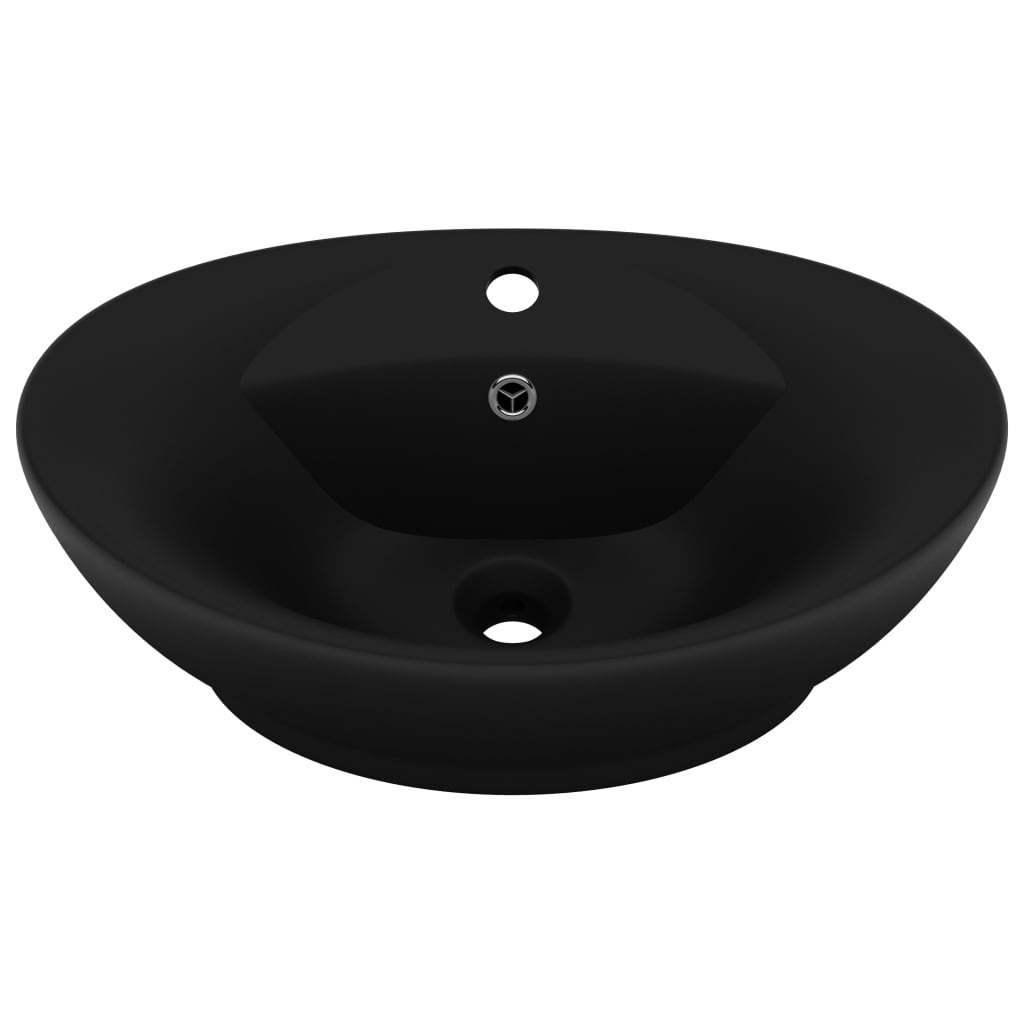 Luxury Basin Overflow Oval Matt Black 58.5x39 cm Ceramic