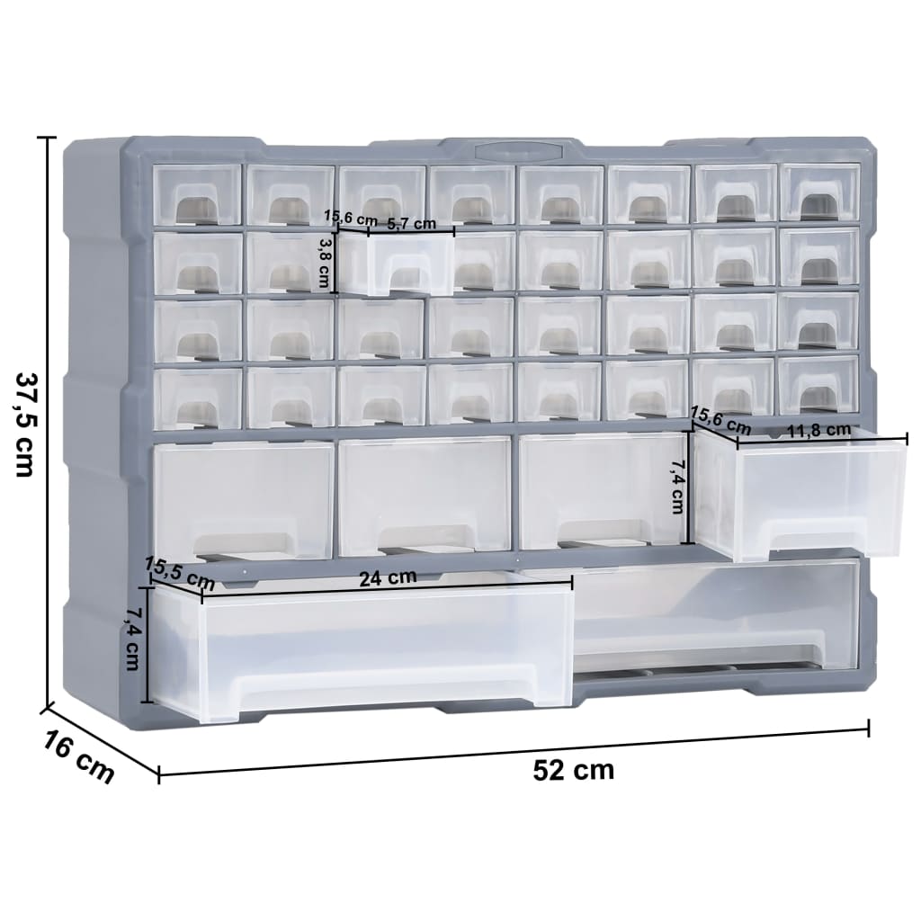 Multi-drawer Organiser with 38 Drawers 52x16x37.5 cm