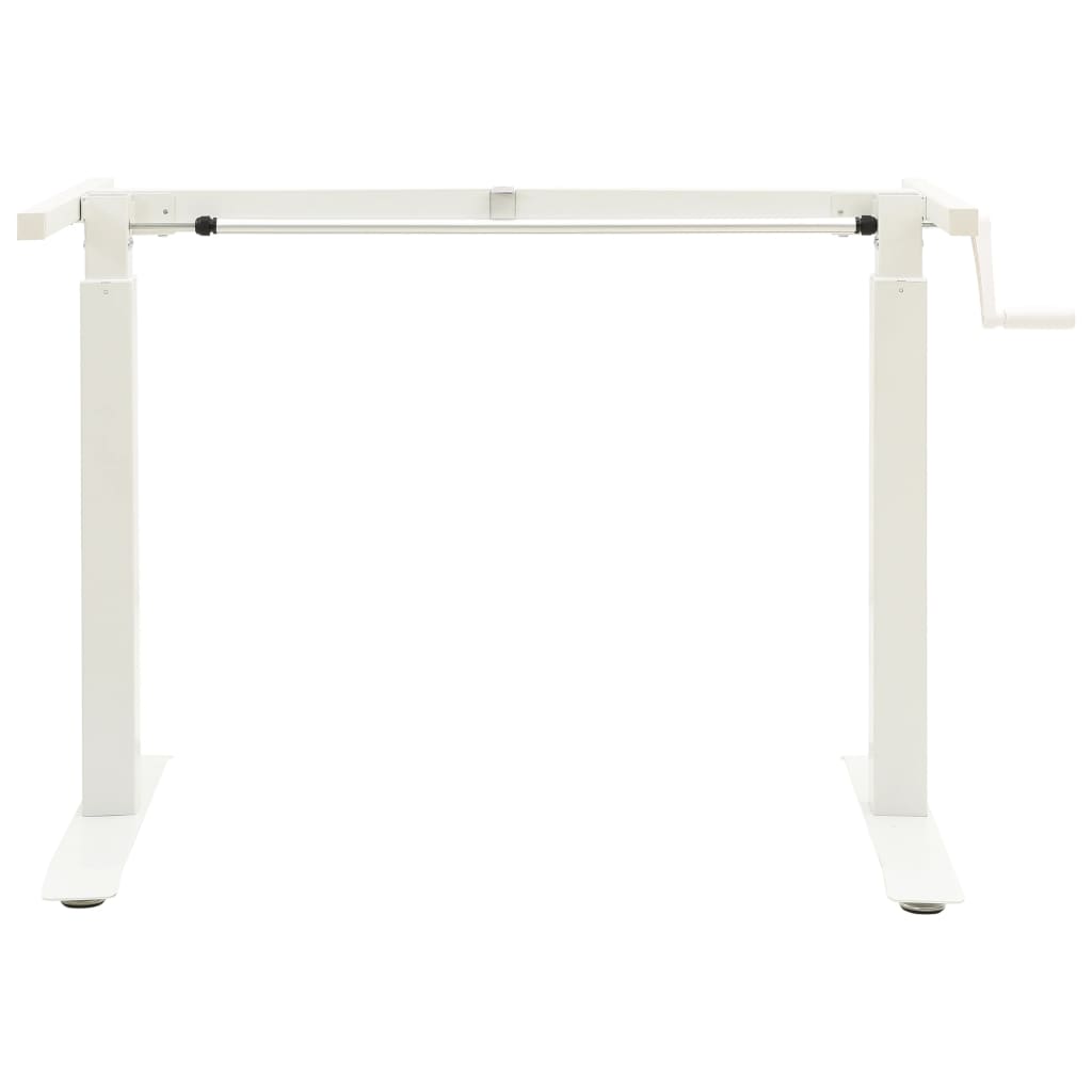 Manual Height Adjustable Standing Desk Frame Hand Crank White