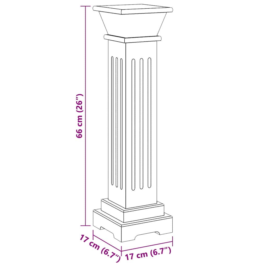 Classic Square Pillar Plant Stand Grey 17x17x66 cm MDF