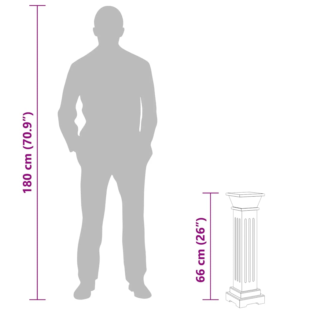 Classic Square Pillar Plant Stand Black 17x17x66 cm MDF