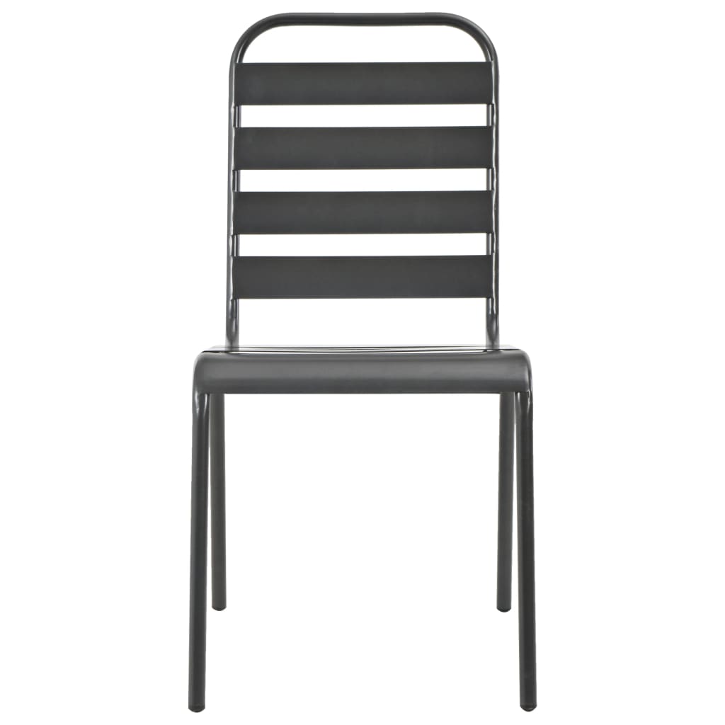 Outdoor Chairs 4 pcs Slatted Design Steel Dark Grey
