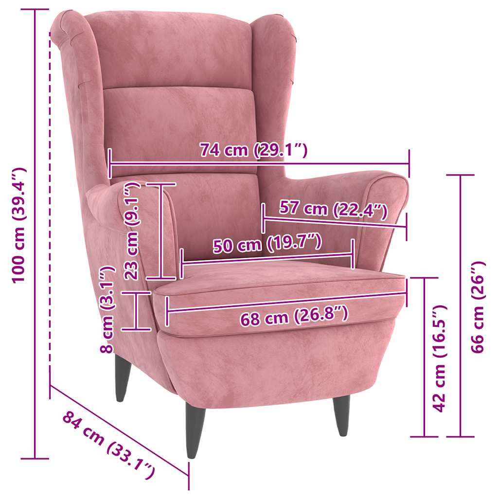 Armchair Pink Velvet