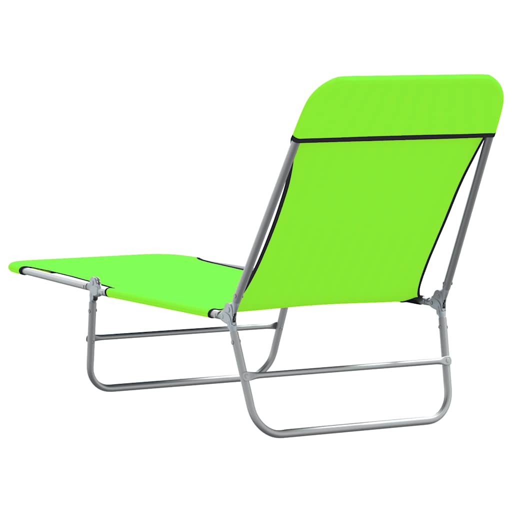 Folding Sun Loungers 2 pcs Steel and Fabric Green