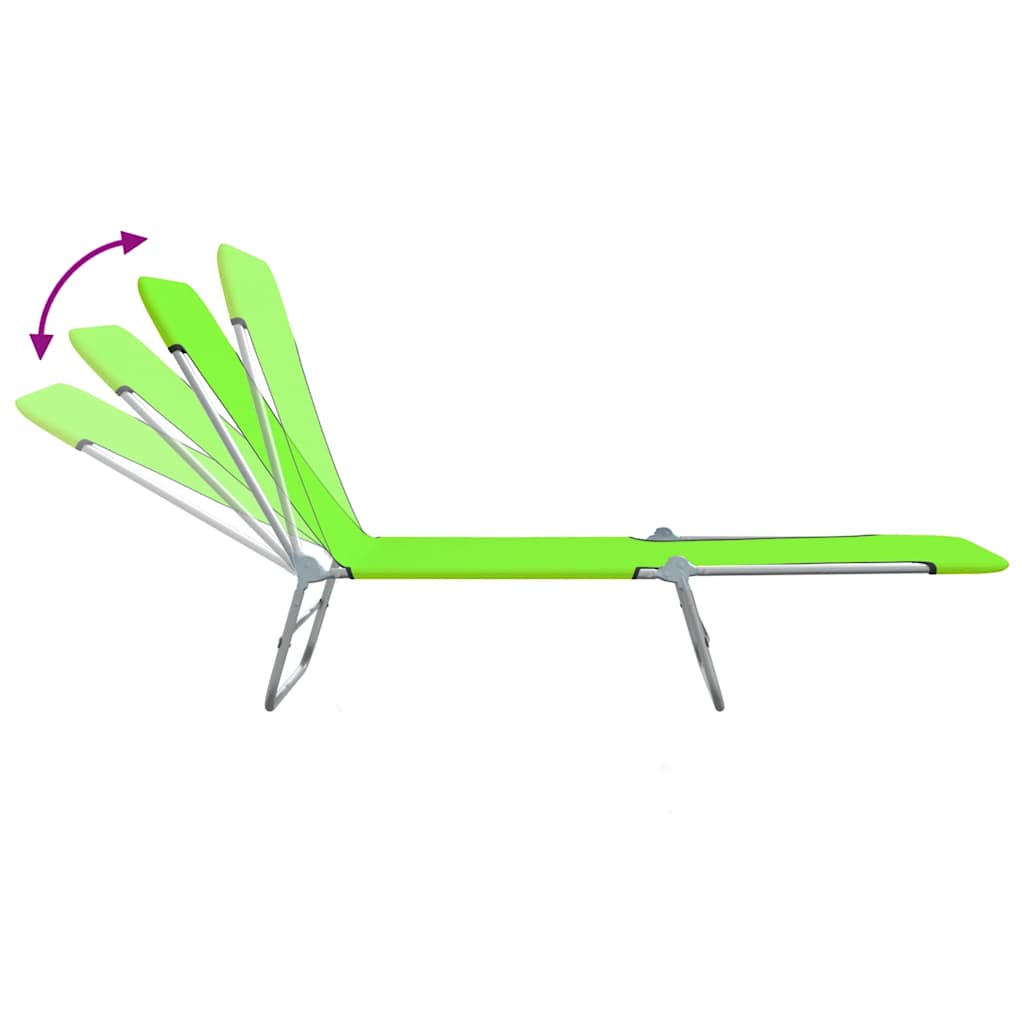 Folding Sun Loungers 2 pcs Steel and Fabric Green
