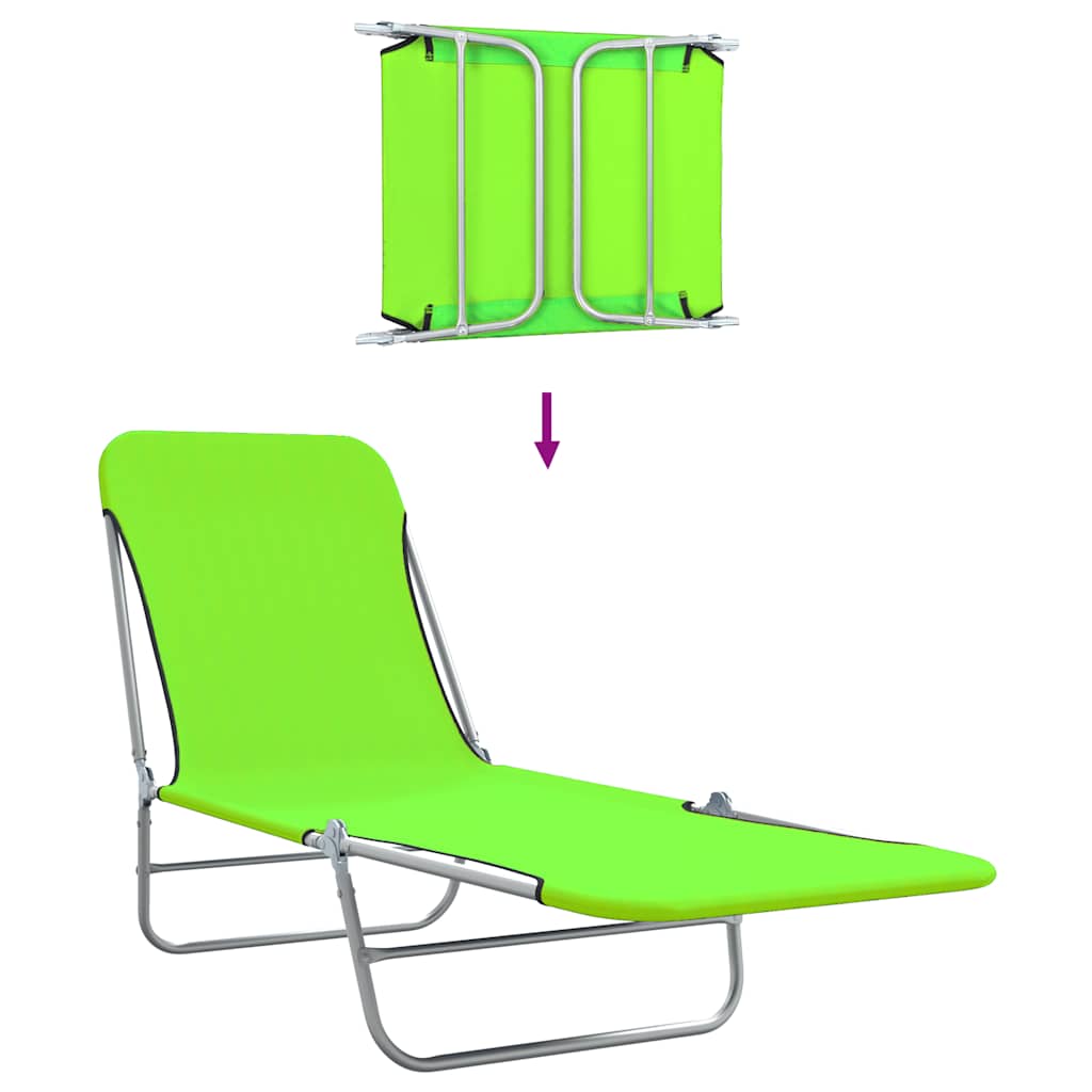 Folding Sun Loungers 2 pcs Steel and Fabric Green