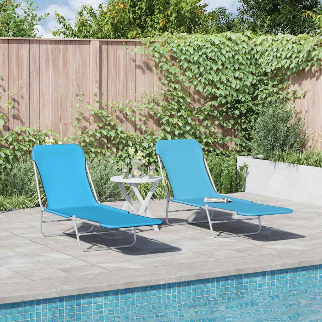Folding Sun Loungers 2 pcs Steel and Fabric Blue