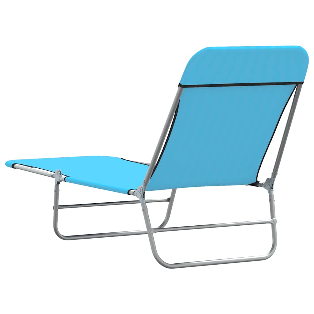 Folding Sun Loungers 2 pcs Steel and Fabric Blue