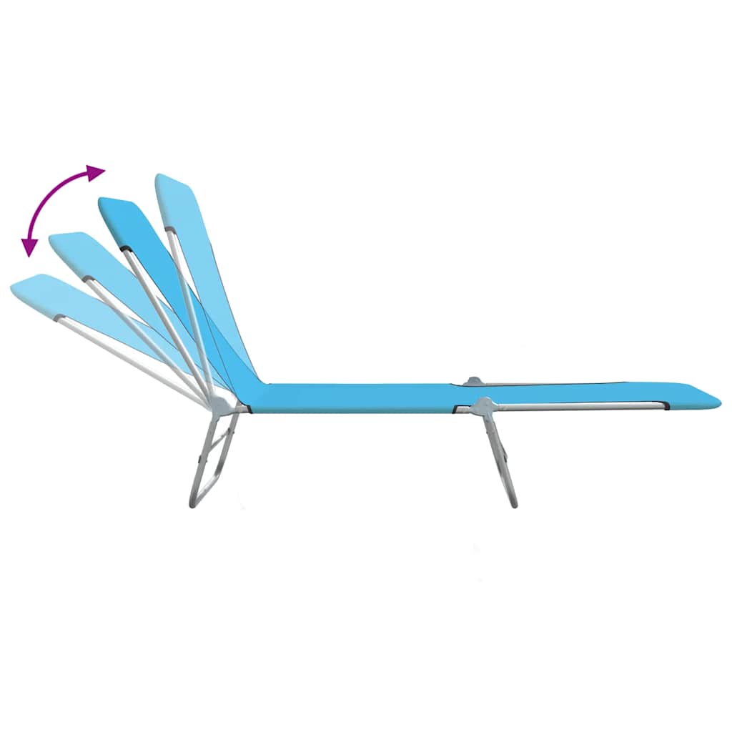 Folding Sun Loungers 2 pcs Steel and Fabric Blue
