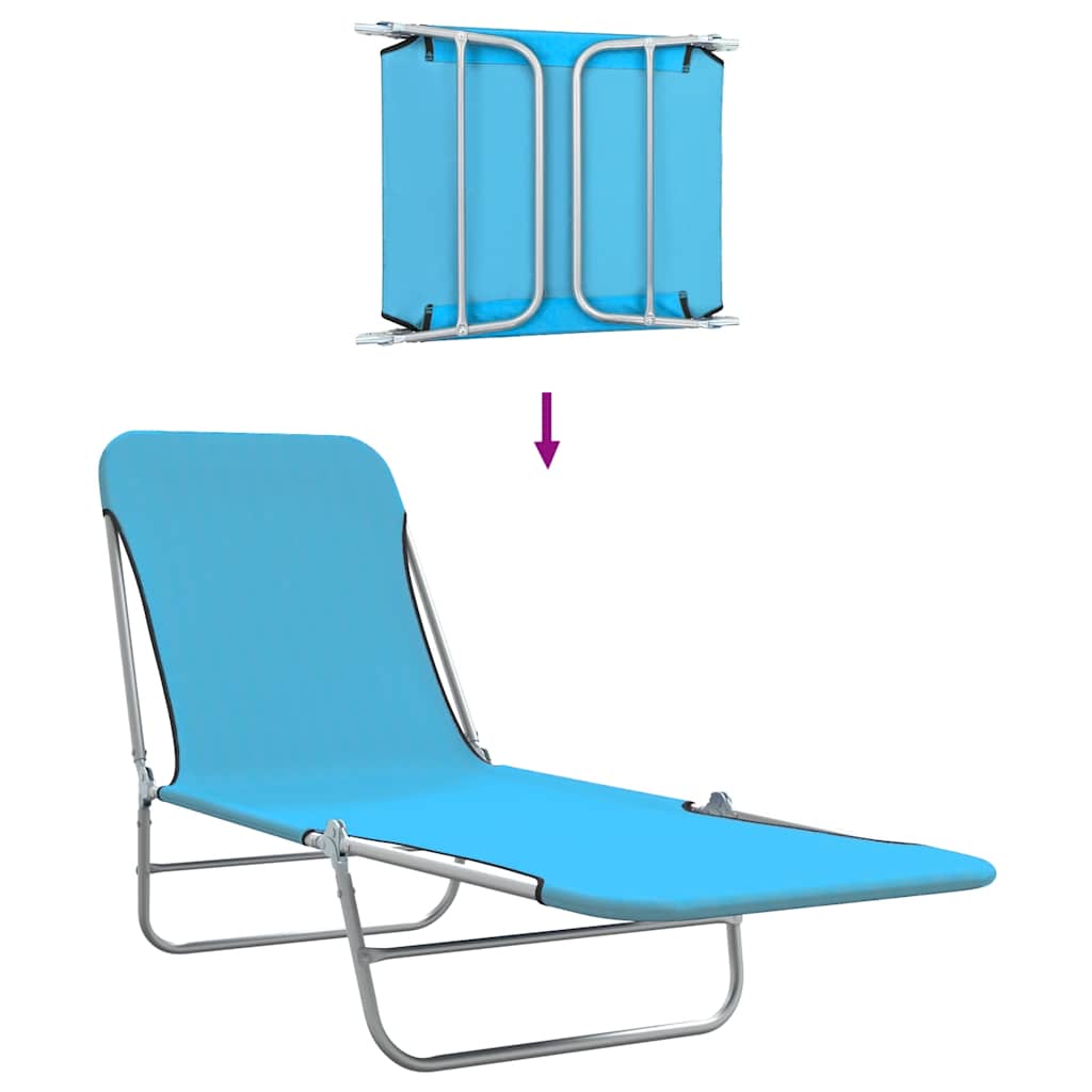 Folding Sun Loungers 2 pcs Steel and Fabric Blue