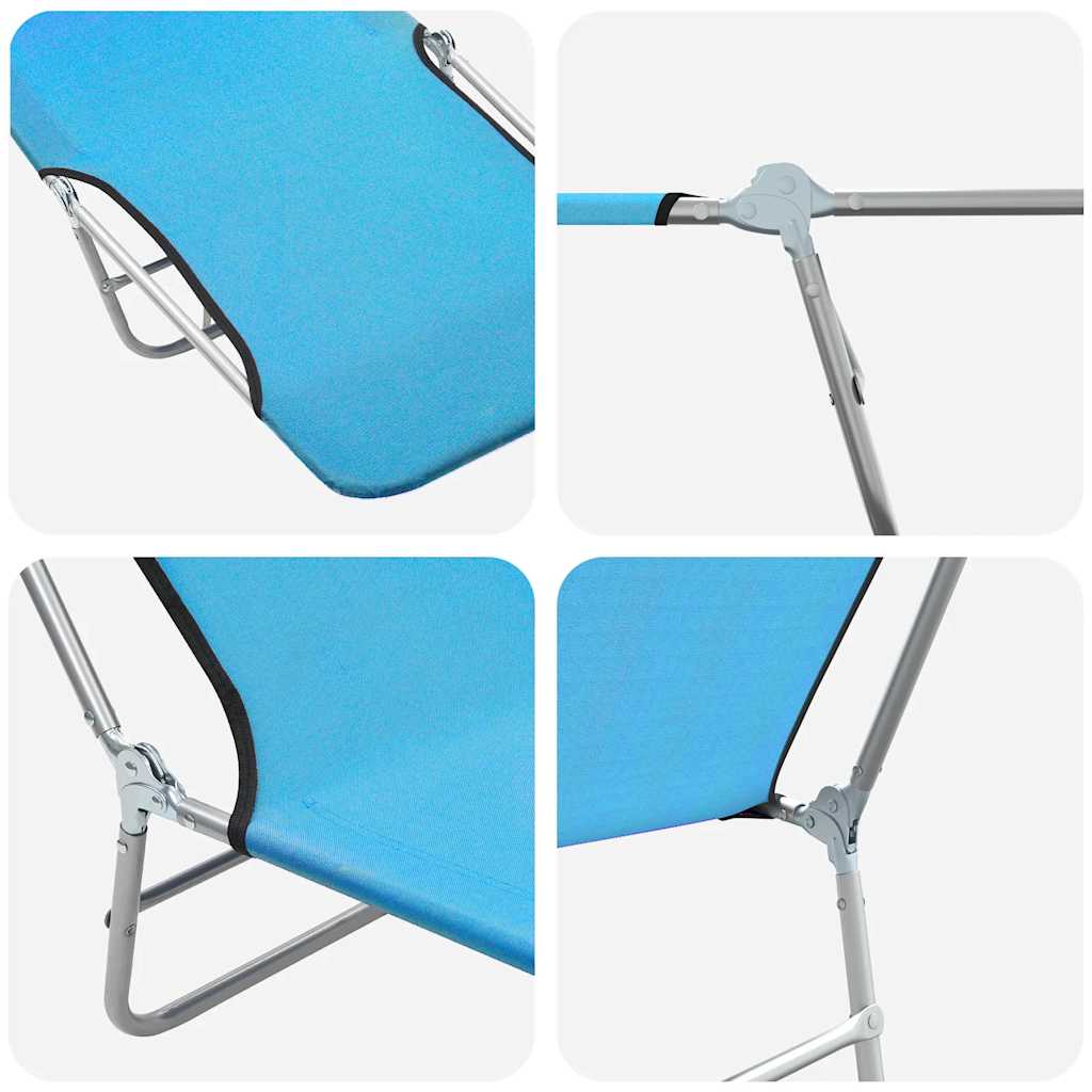 Folding Sun Loungers 2 pcs Steel and Fabric Blue