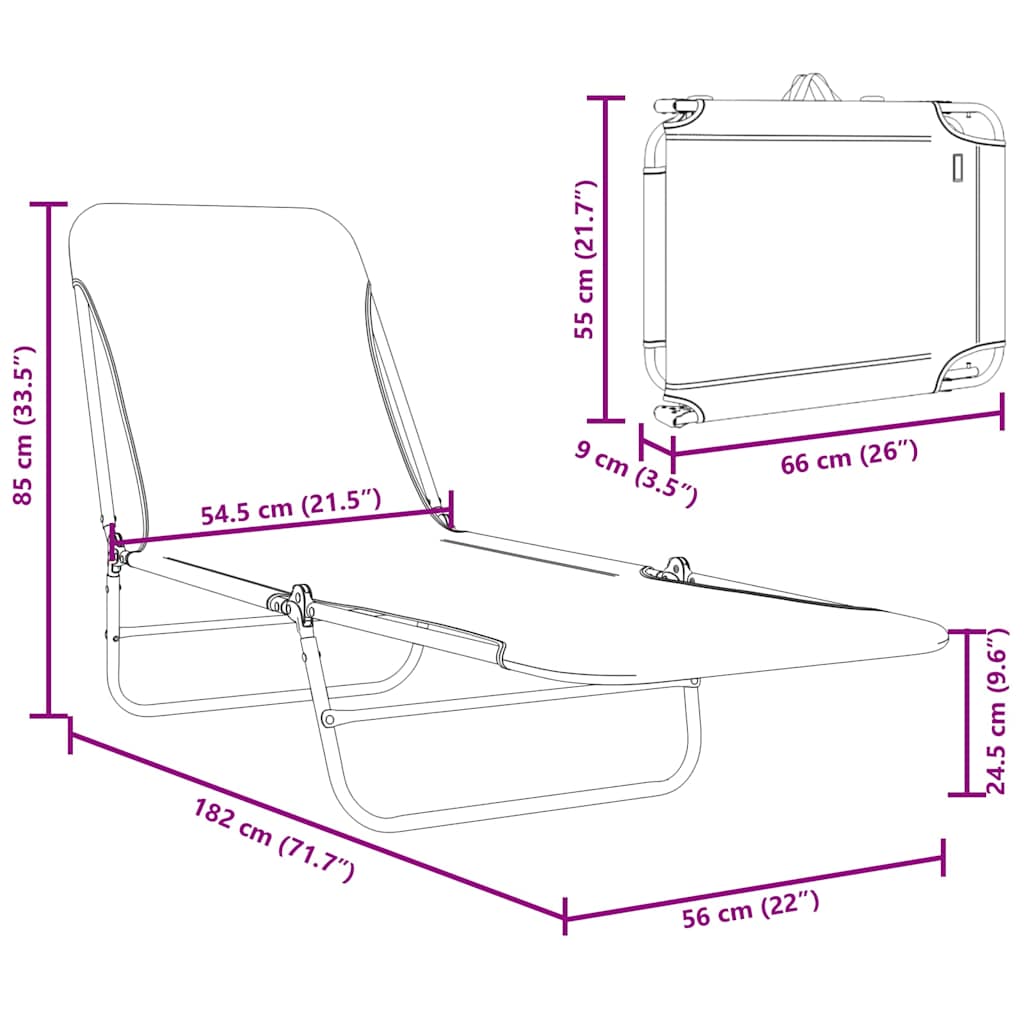 Folding Sun Loungers 2 pcs Steel and Fabric Blue