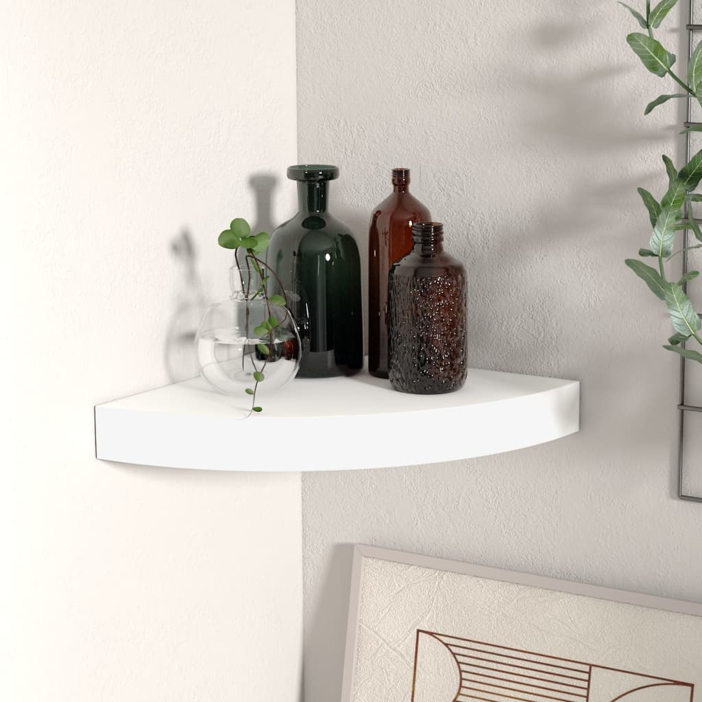 Floating Corner Shelf White 25x25x3.8 cm MDF