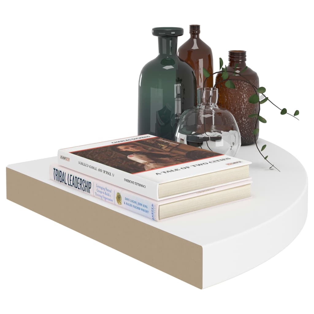 Floating Corner Shelf White 35x35x3.8 cm MDF