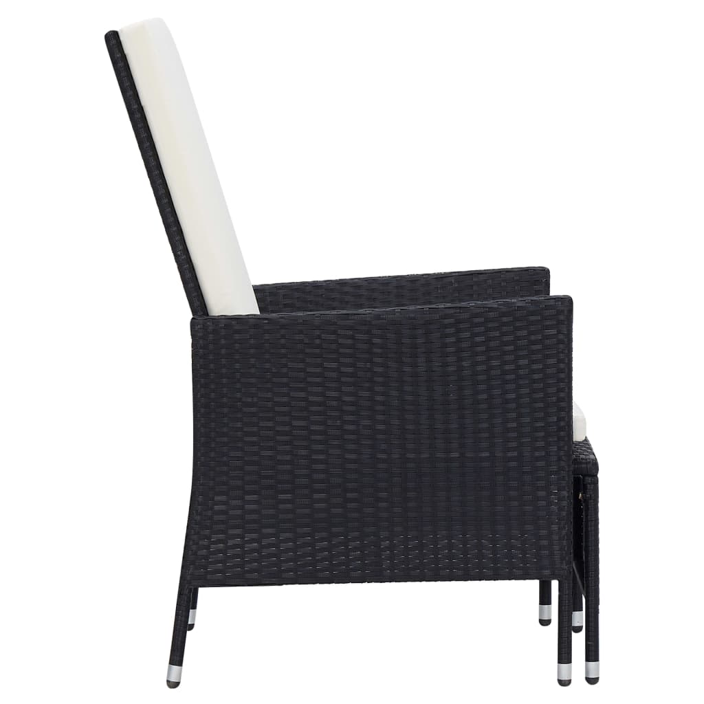 2 Piece Garden Lounge Set with Cushions Poly Rattan Black