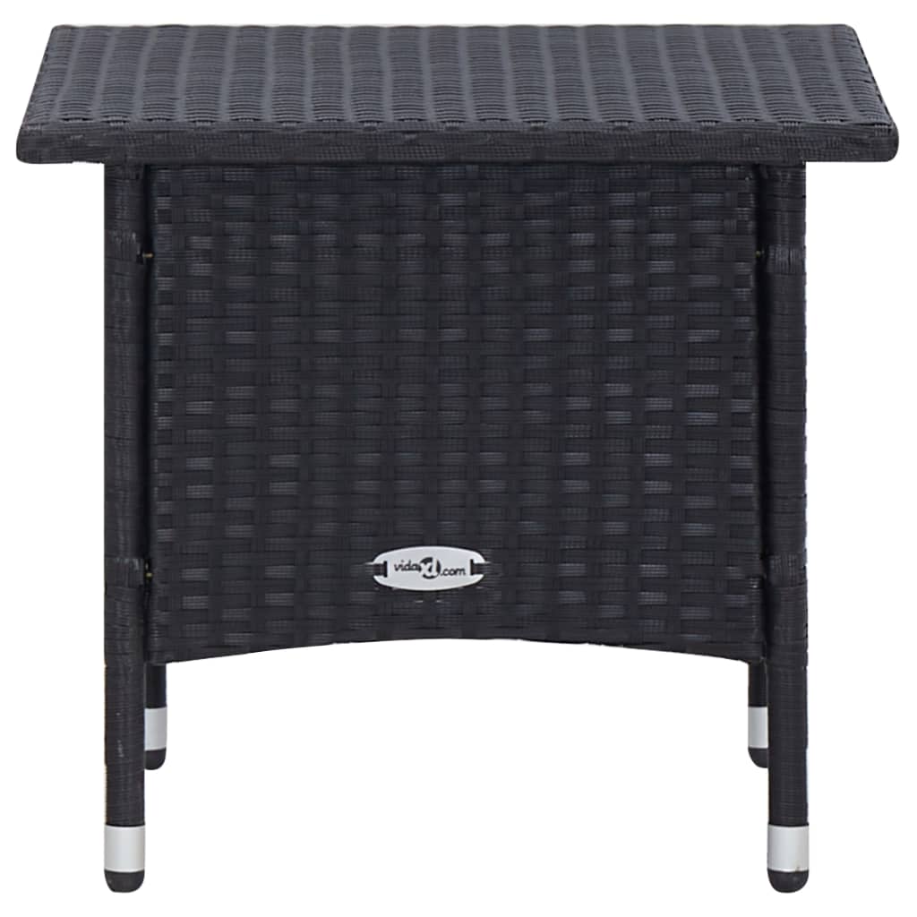 2 Piece Garden Lounge Set with Cushions Poly Rattan Black