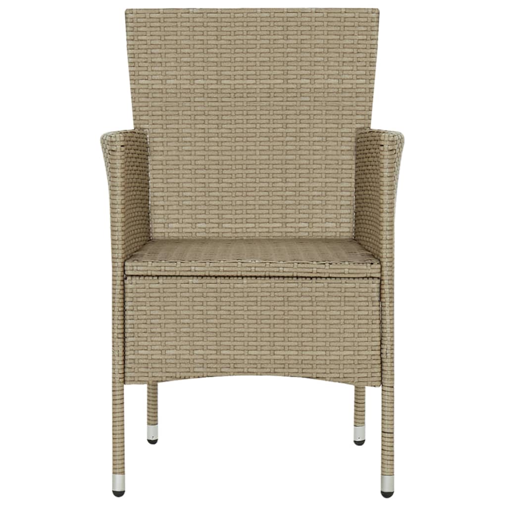 Garden Dining Chairs 2 pcs Poly Rattan Beige
