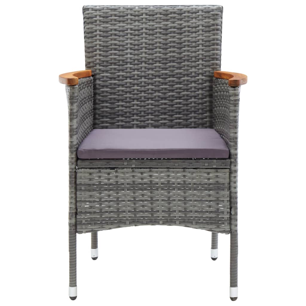 Garden Dining Chairs 4 pcs Poly Rattan Grey