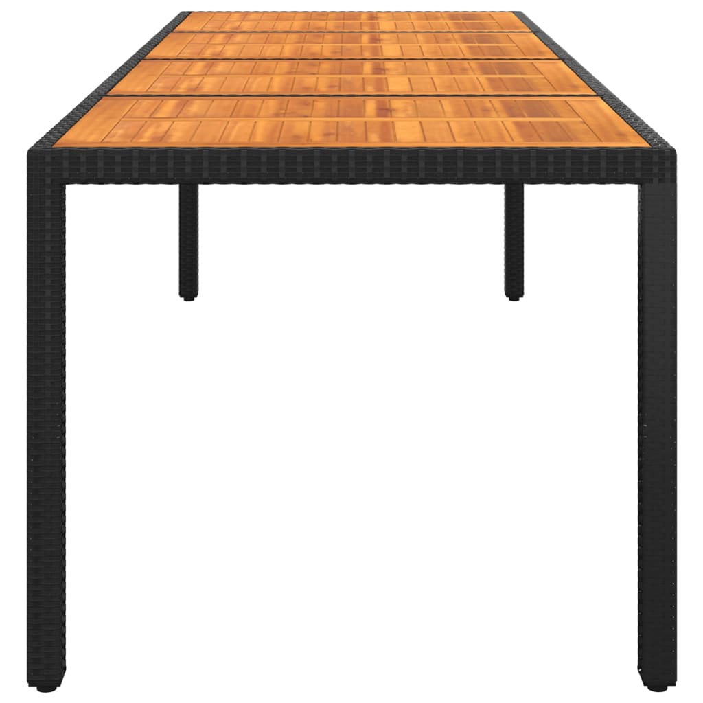 Garden Table 250x100x75 cm Acacia Wood and Poly Rattan Black