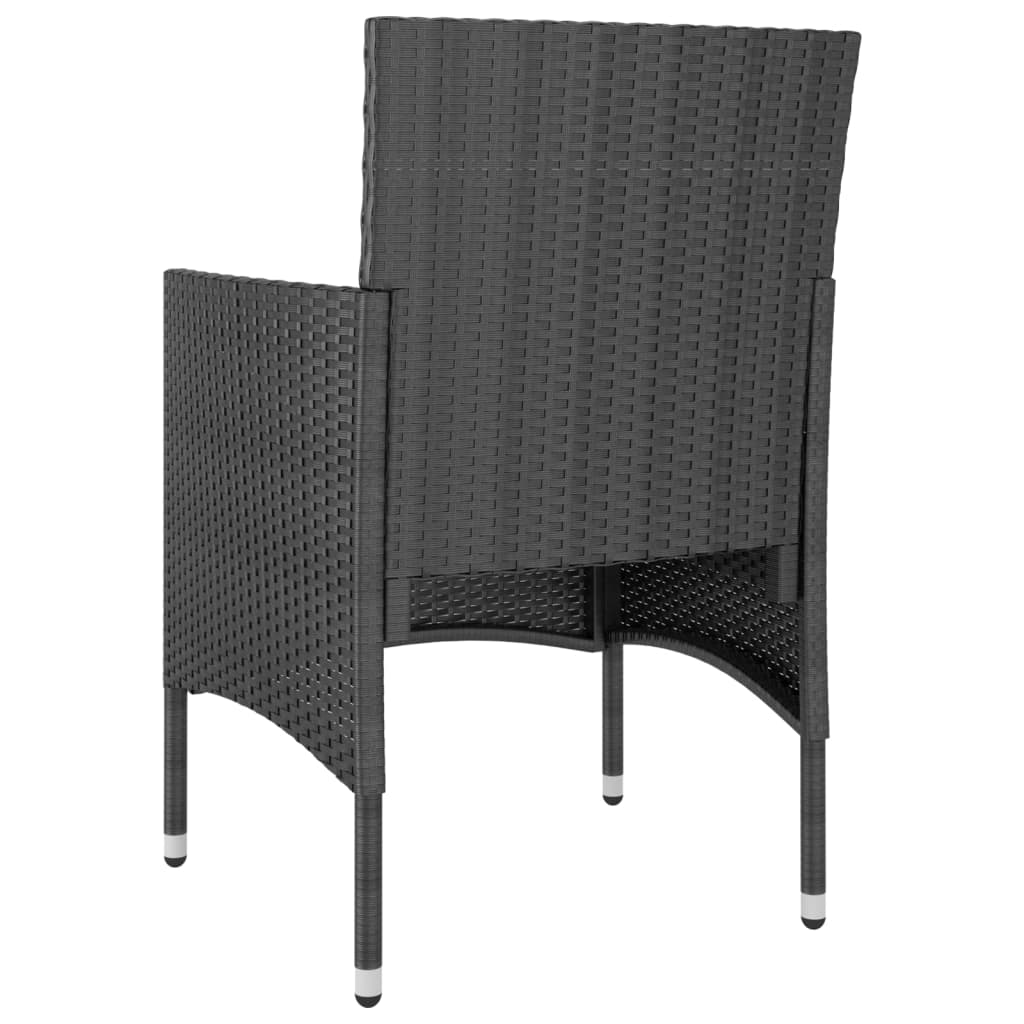 4 Piece Garden Chair and Stool Set Poly Rattan Black