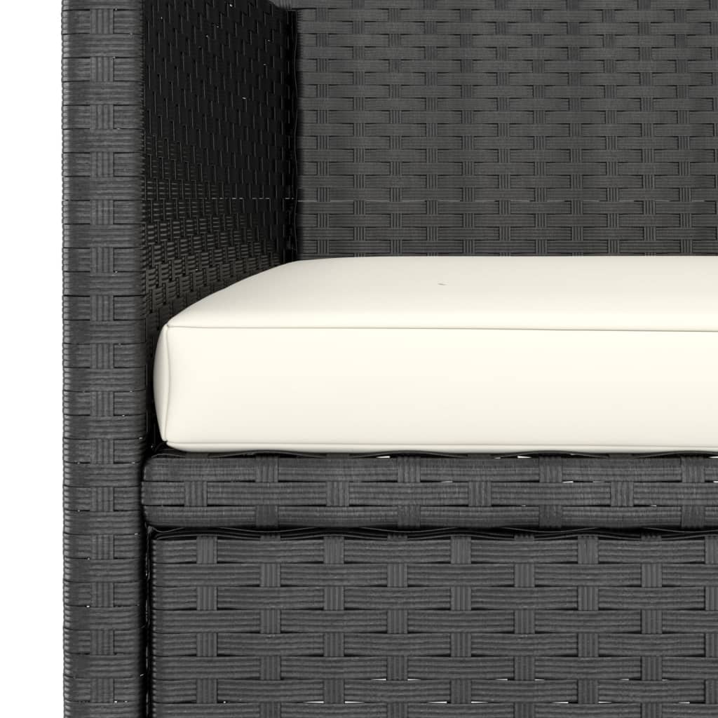 4 Piece Garden Chair and Stool Set Poly Rattan Black