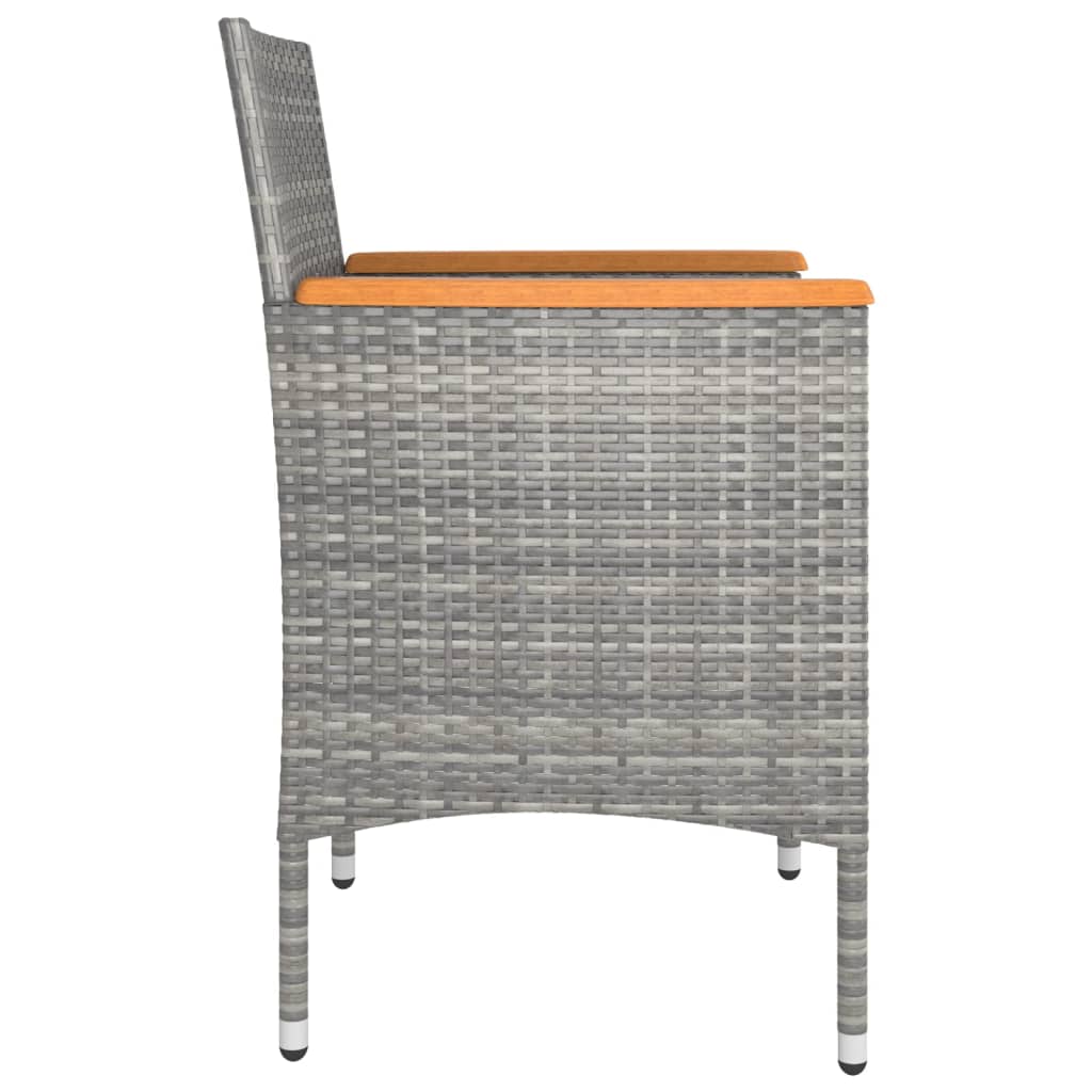 4 Piece Garden Chair and Stool Set Poly Rattan Grey