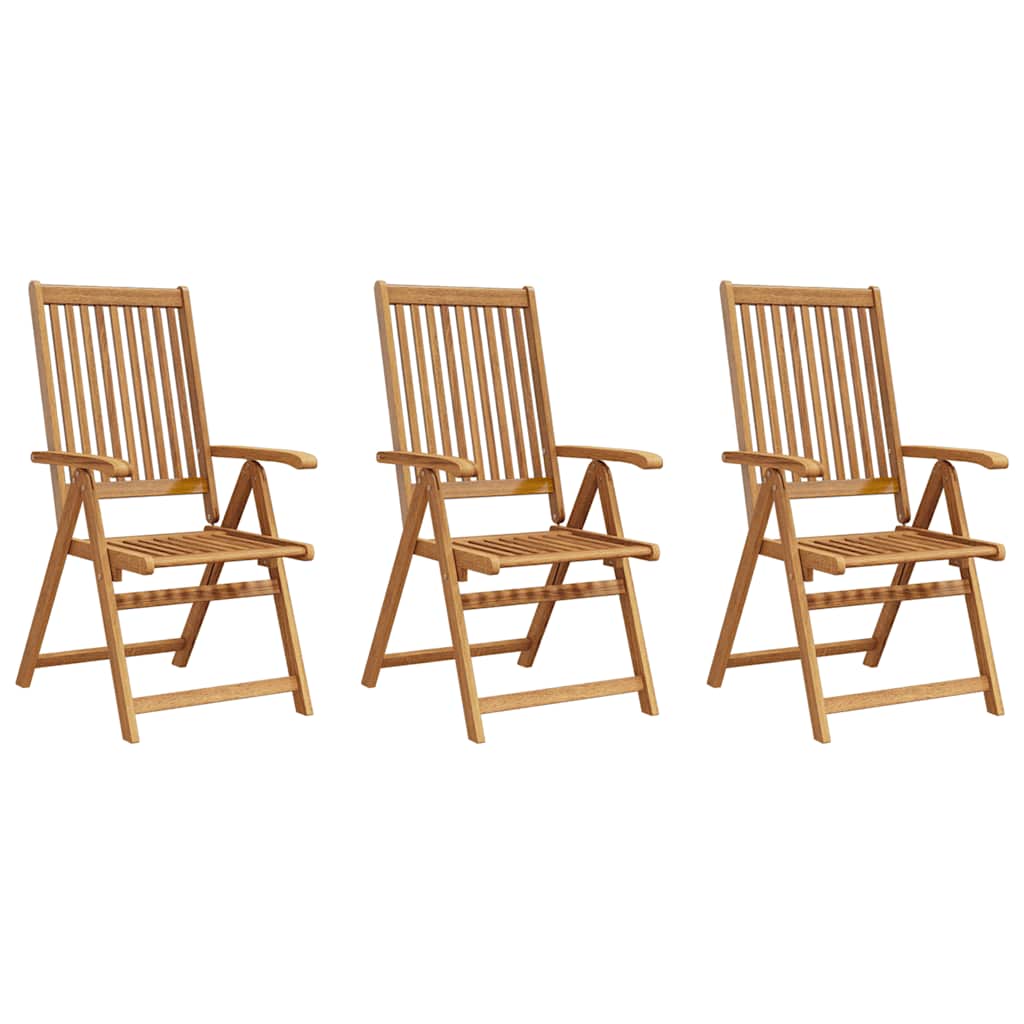 Folding Garden Chairs 3 pcs Solid Acacia Wood