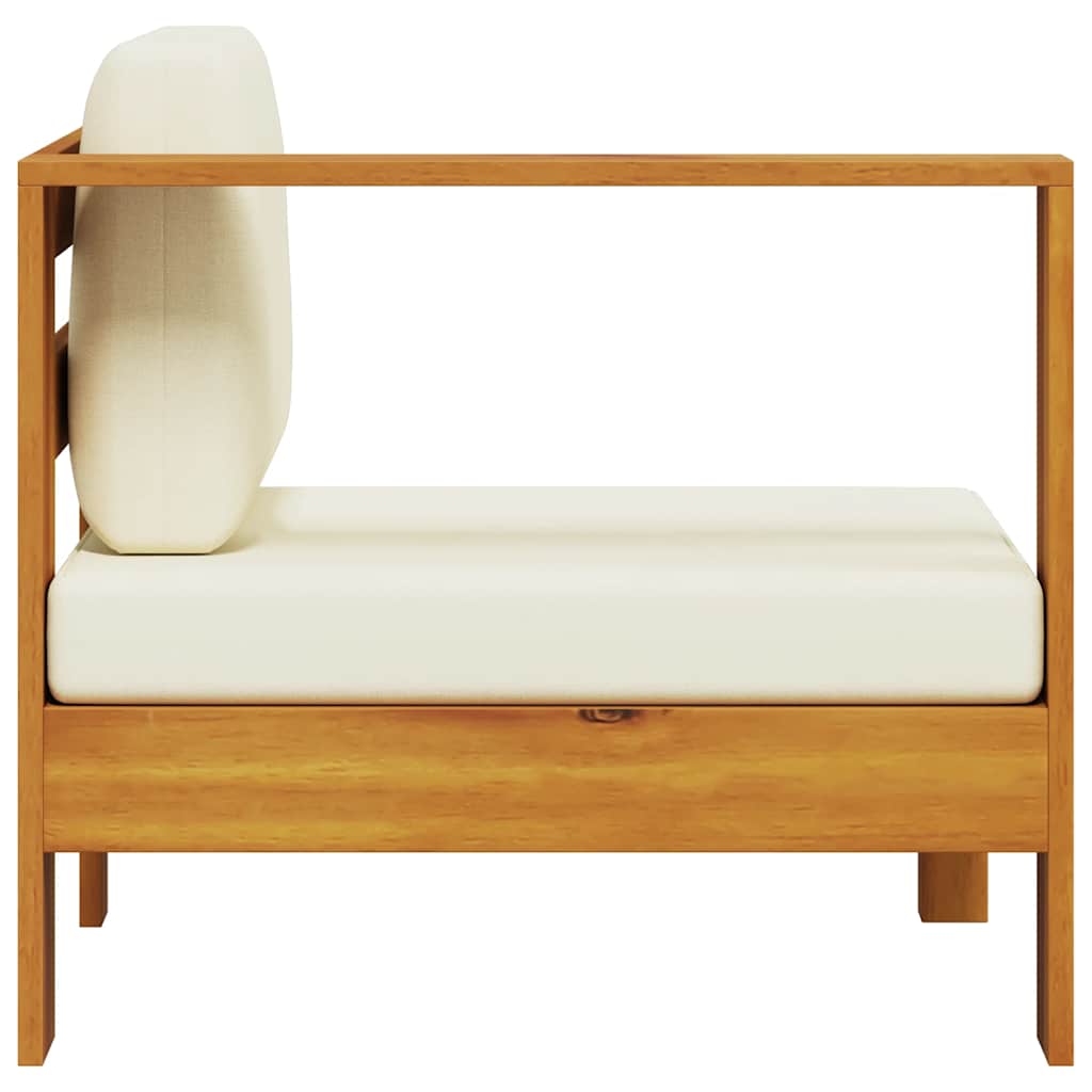 Middle Sofa with 1 Armrest Cream White Solid Acacia Wood