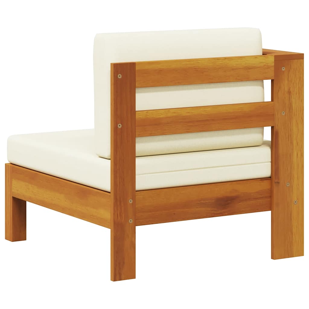 Middle Sofa with 1 Armrest Cream White Solid Acacia Wood