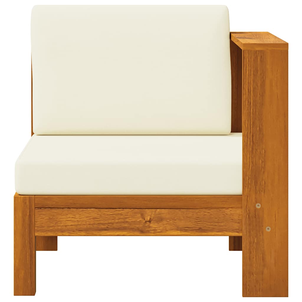 Middle Sofa with 1 Armrest Cream White Solid Acacia Wood