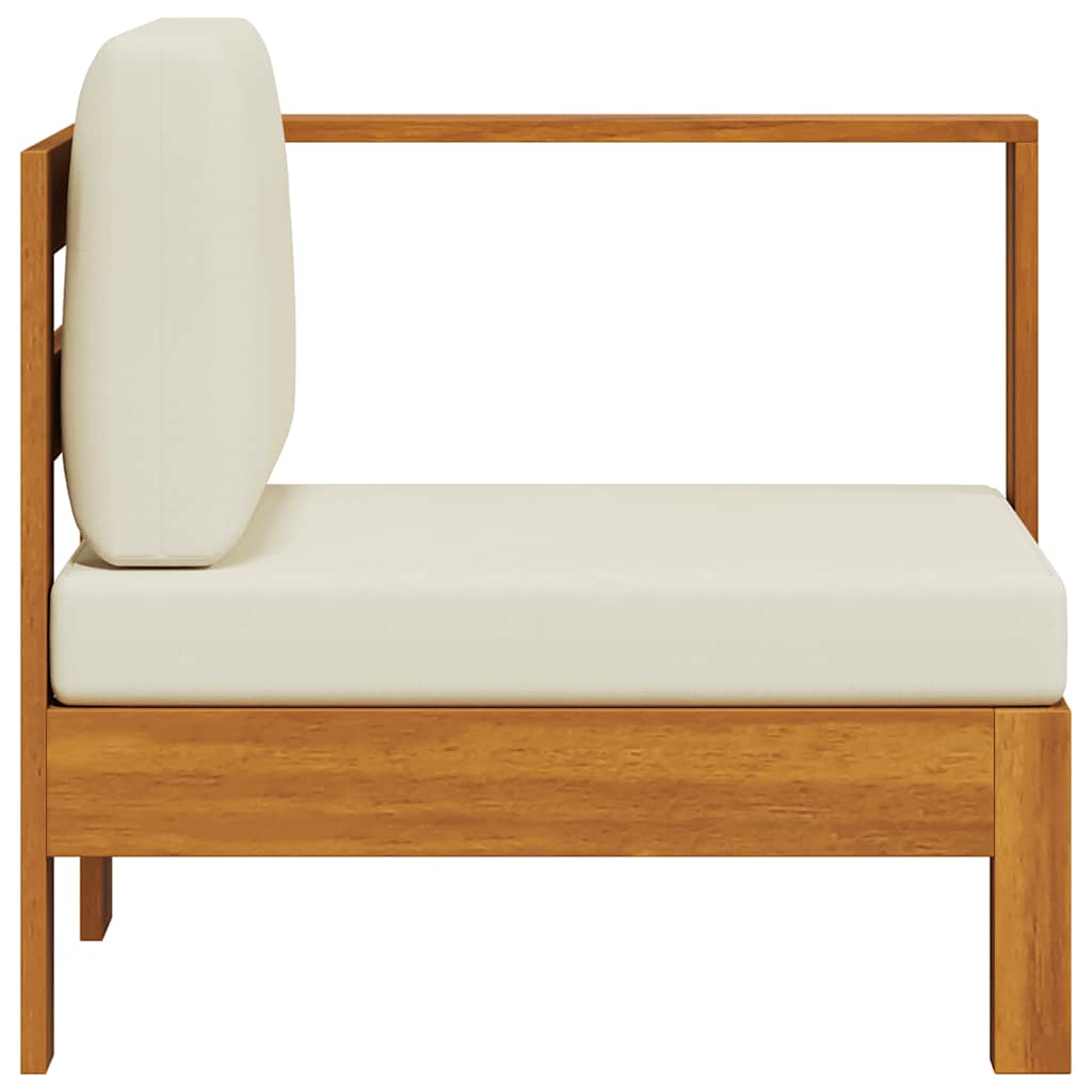 Middle Sofa with 1 Armrest Cream White Solid Acacia Wood