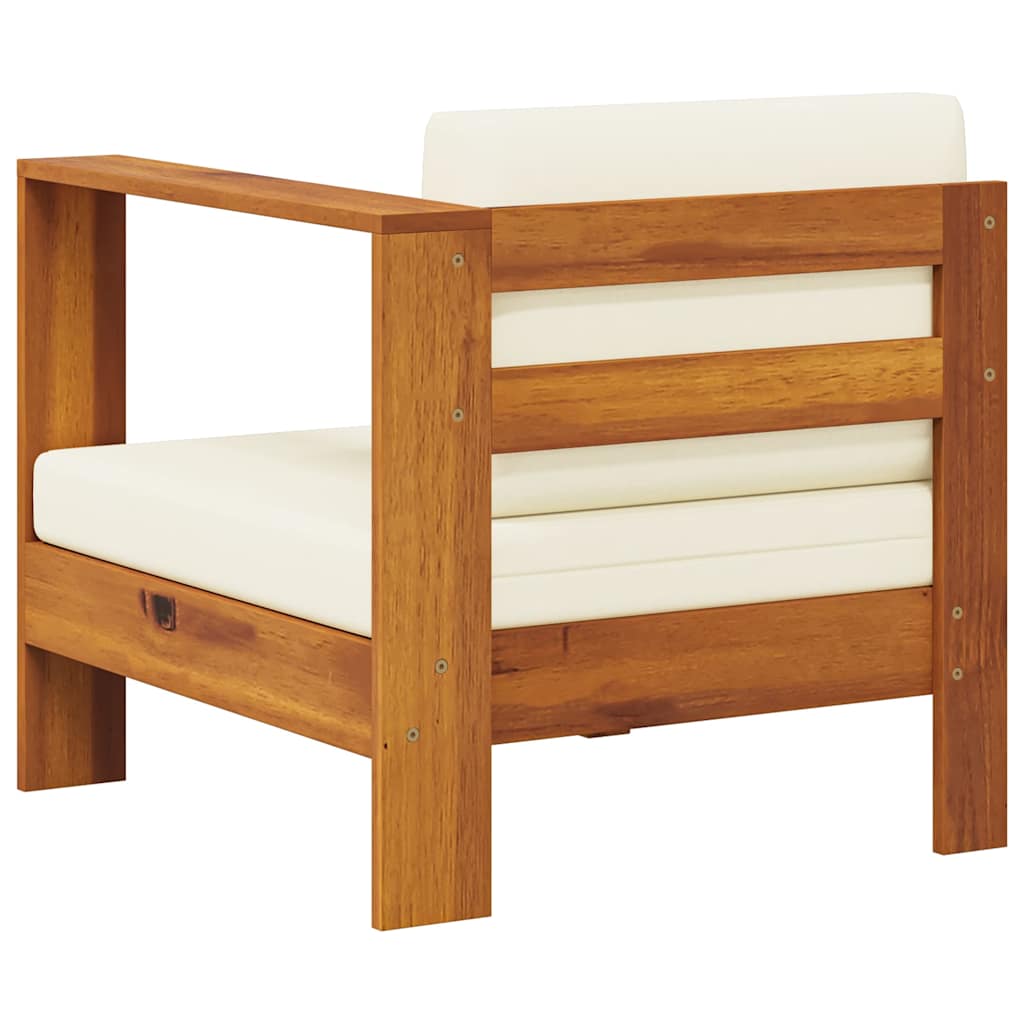 Middle Sofa with 1 Armrest Cream White Solid Acacia Wood