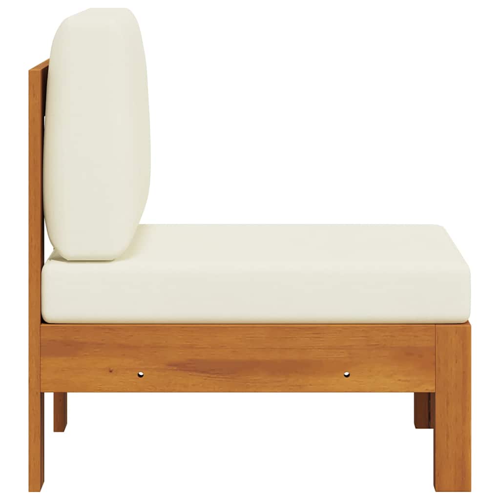 Middle Sofa with Cream White Cushions Solid Acacia Wood