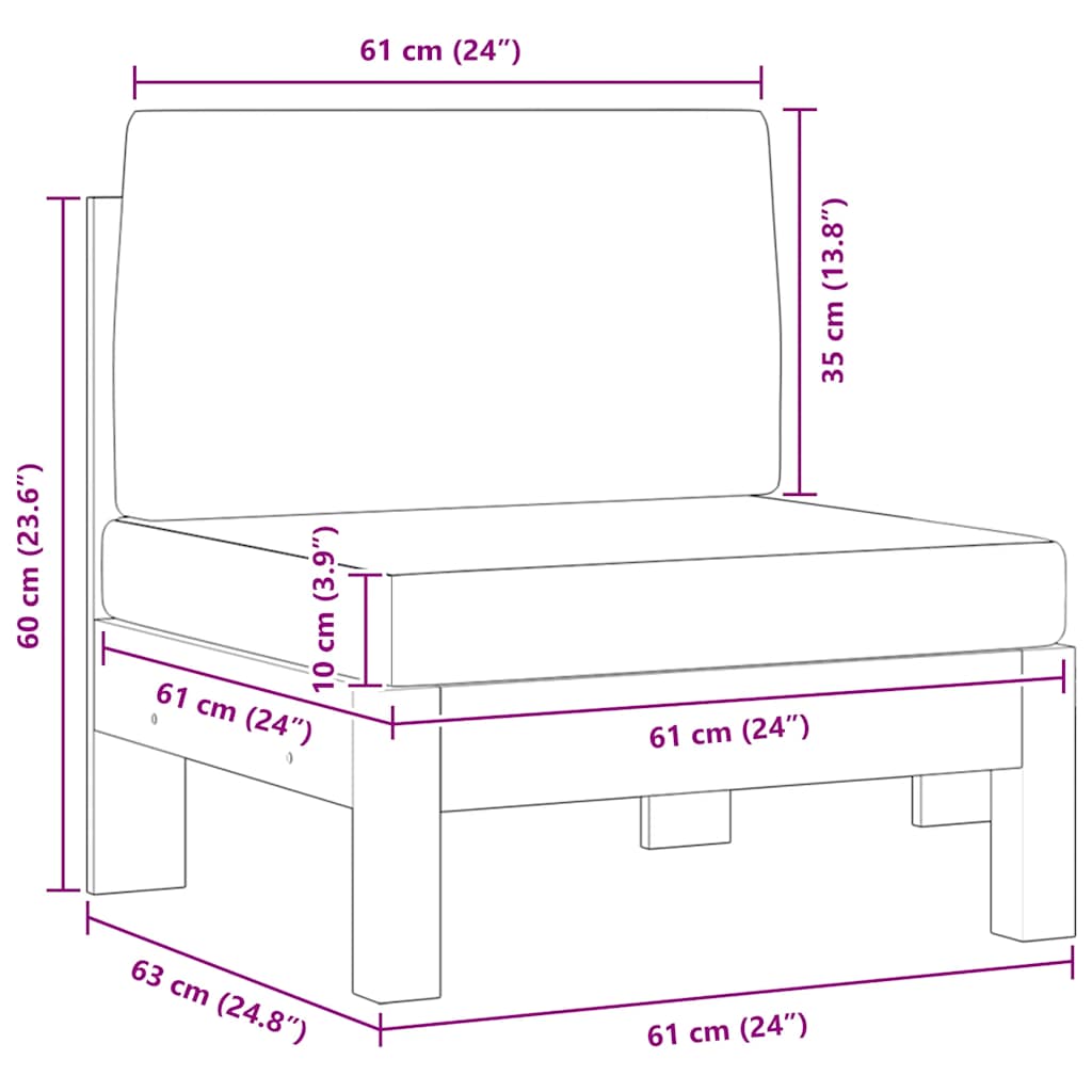 Middle Sofa with Dark Grey Cushions Solid Acacia Wood