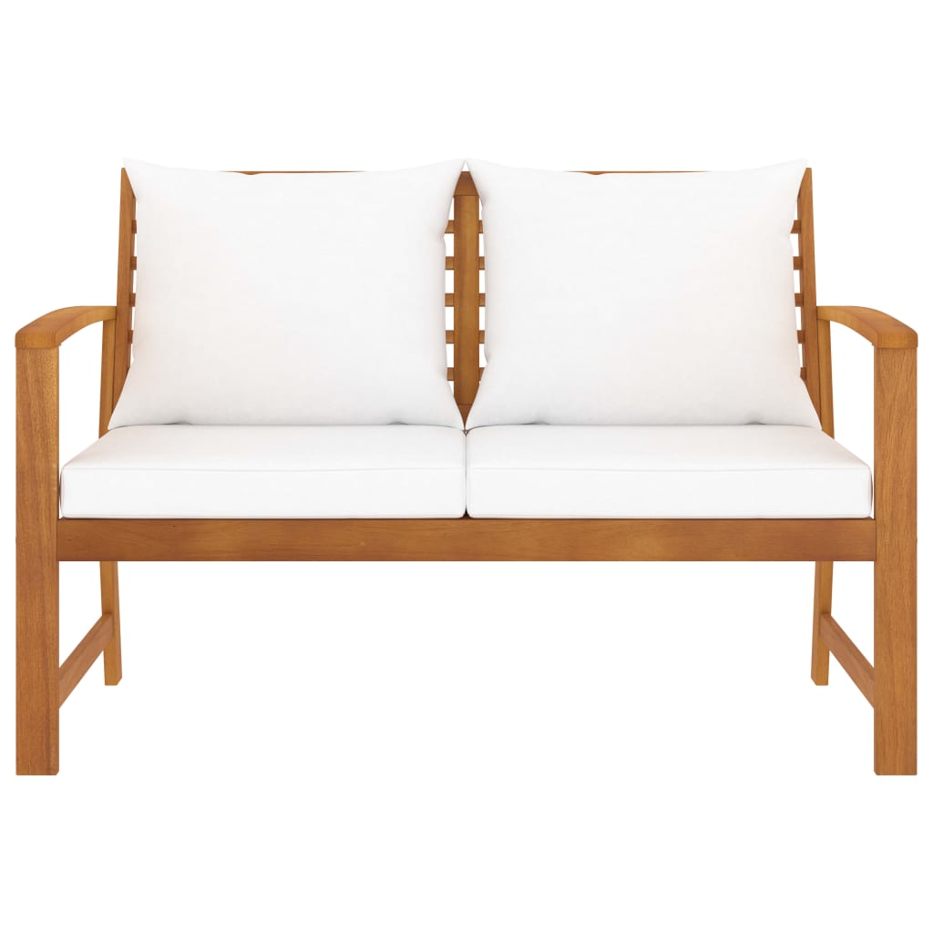 Garden Bench 120 cm with Cream Cushion Solid Acacia Wood