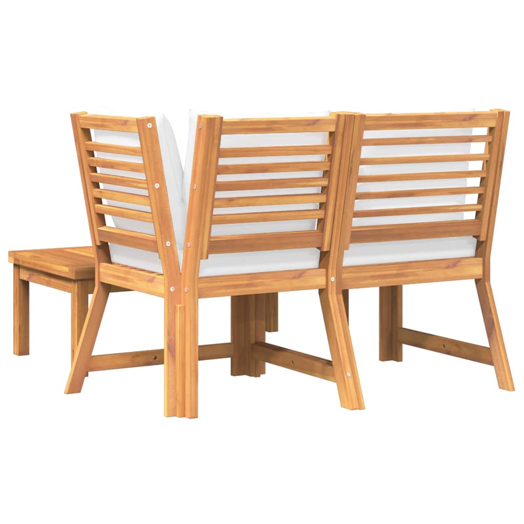 3 Piece Garden Lounge Set with Cream Cushion Solid Acacia Wood