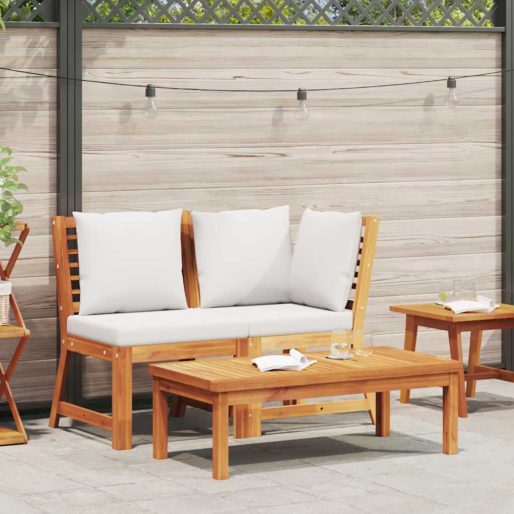 3 Piece Garden Lounge Set with Cream Cushion Solid Acacia Wood