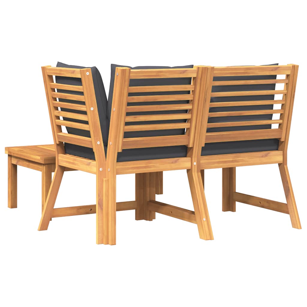 3 Piece Garden Lounge Set with Dark Grey Cushion Solid Acacia Wood