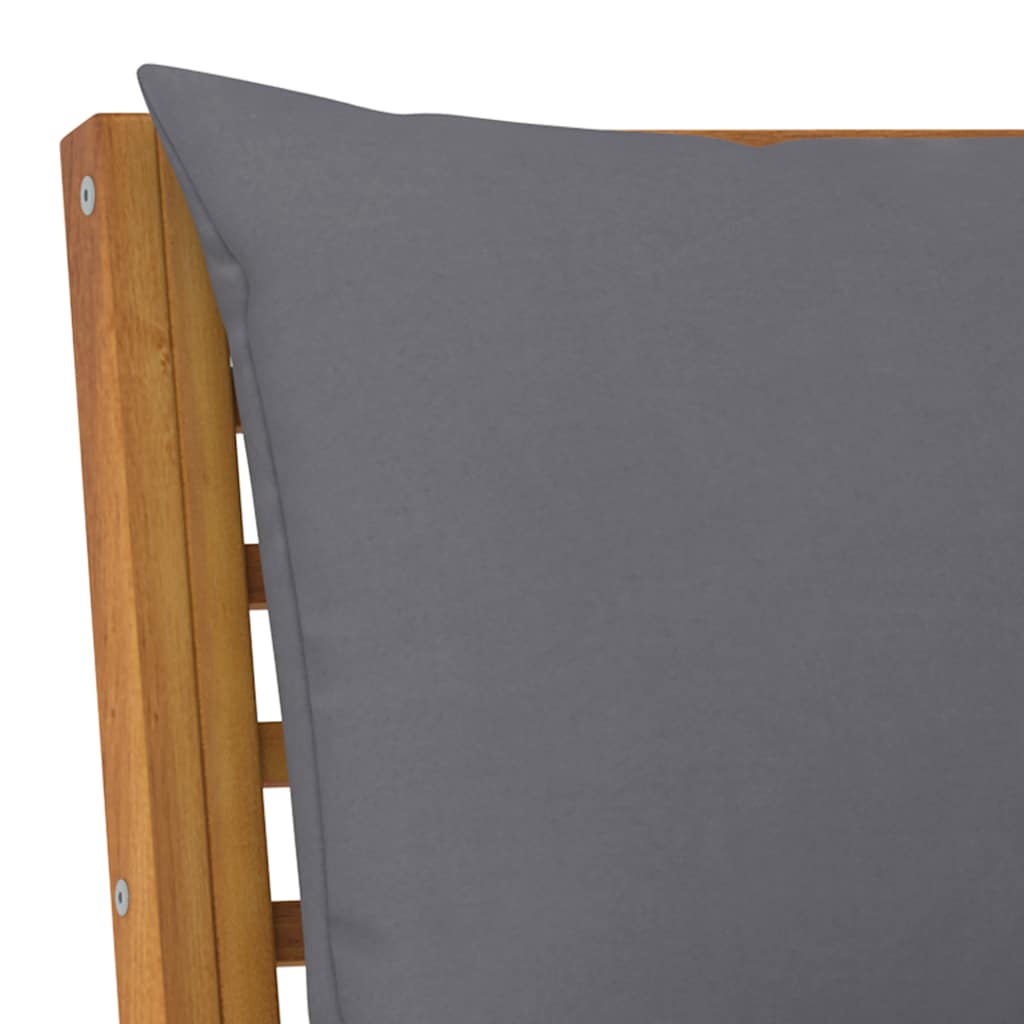 3 Piece Garden Lounge Set with Dark Grey Cushion Solid Acacia Wood