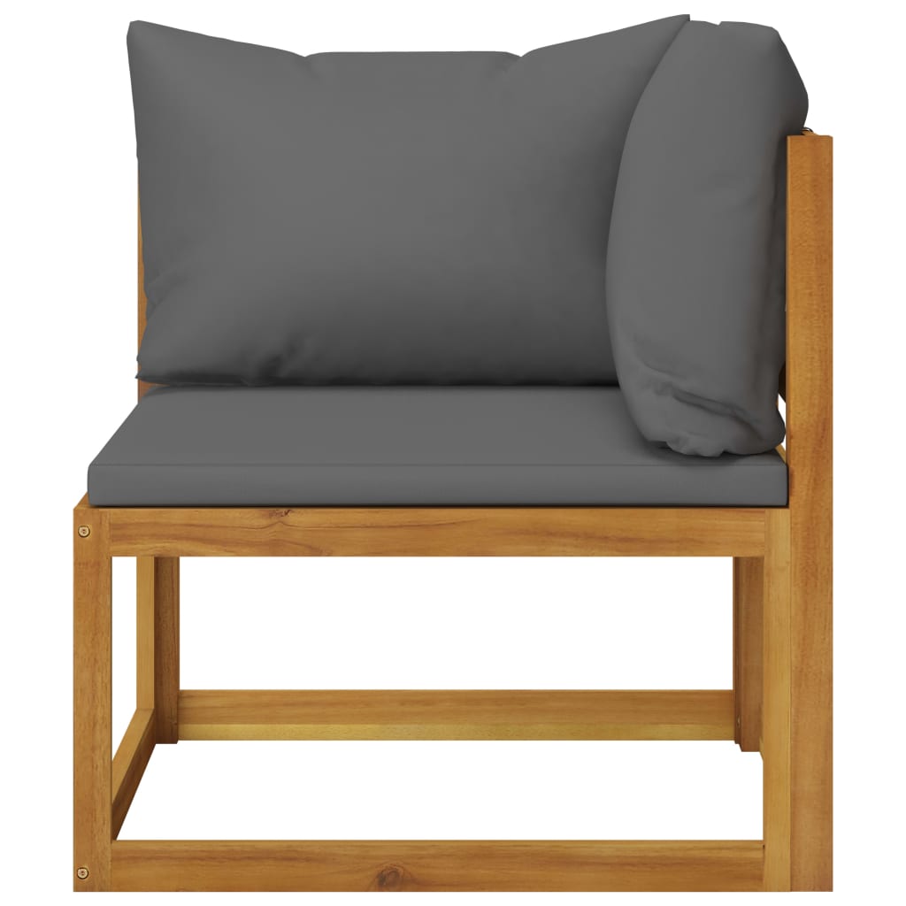 2 Piece Sofa Set with Dark Grey Cushions Solid Acacia Wood